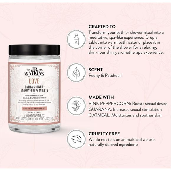 J.R. Watkins Love Bath & Shower Tablets, Peony & Patchouli Shower Steamers - Picture 5 of 8